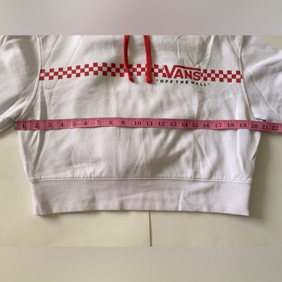 Vans Cropped Red Checker Logo Hoodie White Size S - Picture 8 of 12